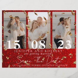 Cartão de Save the Date de Colagem de Fotos com Br