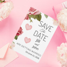 Cartão de Save the Date de Coração Floral de Casam