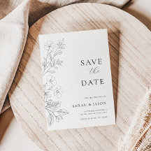 Cartão de Save The Date de Floral Minimalista Plan