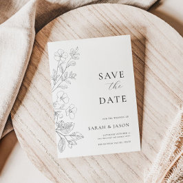 Cartão de Save The Date de Floral Minimalista Plan