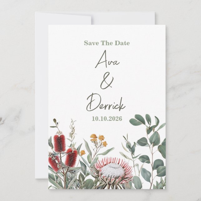 Cartão de Save the Date de Floral Nativa Elegante (Frente)