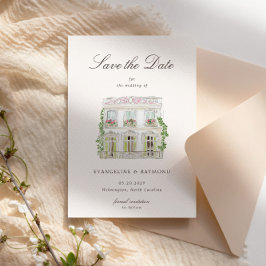 Cartão de Save the Date de Foto de Mansão em Aquar