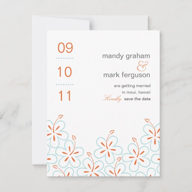 Cartão de Save the Date de Hibisco Moderno (Frente)