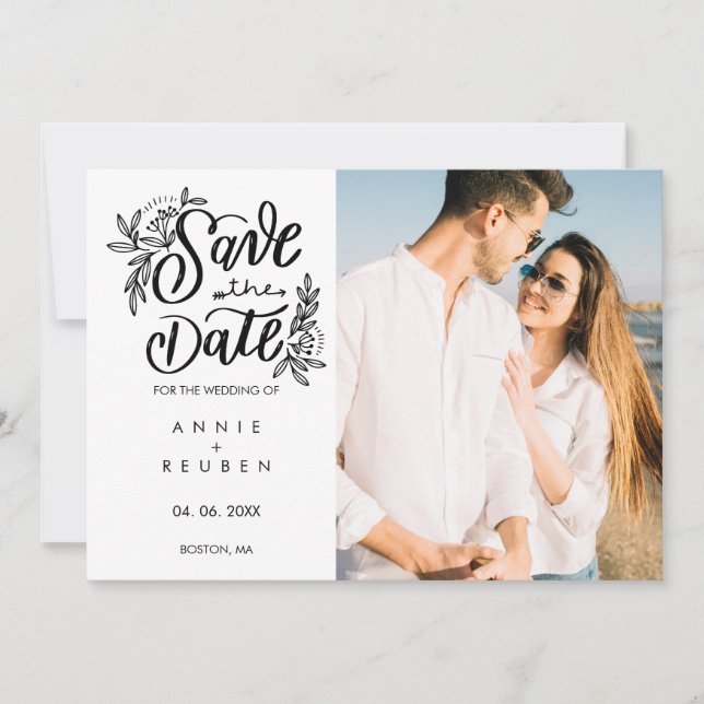 Cartão de Save the Date de Letra Manual Moderna co (Frente)