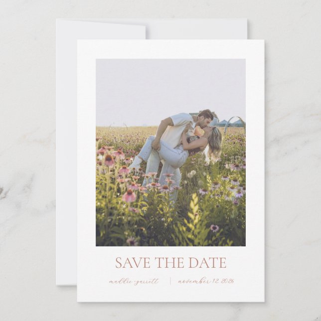 Cartão de Save the Date de Letra Simples e Elegant (Frente)