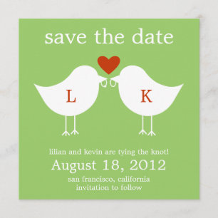 Cartão de Save The Date de Pássaros Monograma - Li