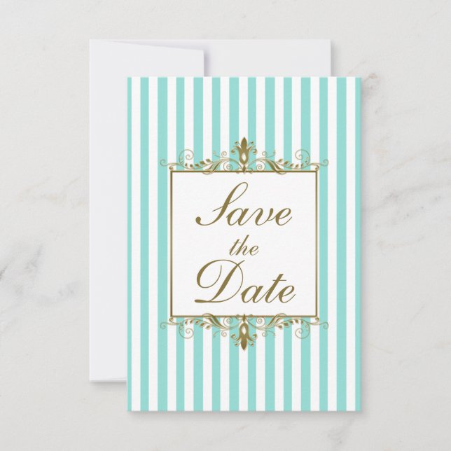 Cartão de Save the Date de Rolagem Dourada com Lis (Frente)