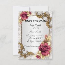 Cartão de Save The Date de Rosas Vermelhas Elegant