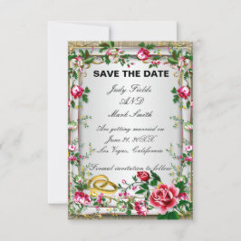 Cartão de Save The Date de Rosas Vermelhas Rústica