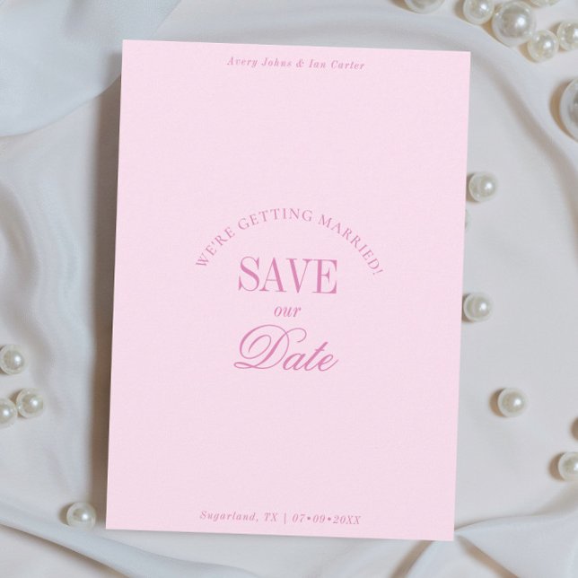 Cartão de Save the Date Elegante Rosa Pastel Cláss (Criador carregado)