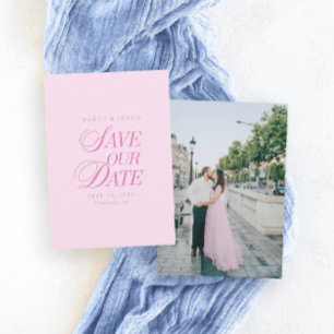 Cartão de Save the Date Elegante Rosa Pastel Sofis
