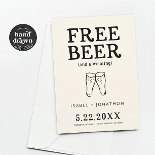 Cartão de Save the Date Engraçado Cerveja Grátis