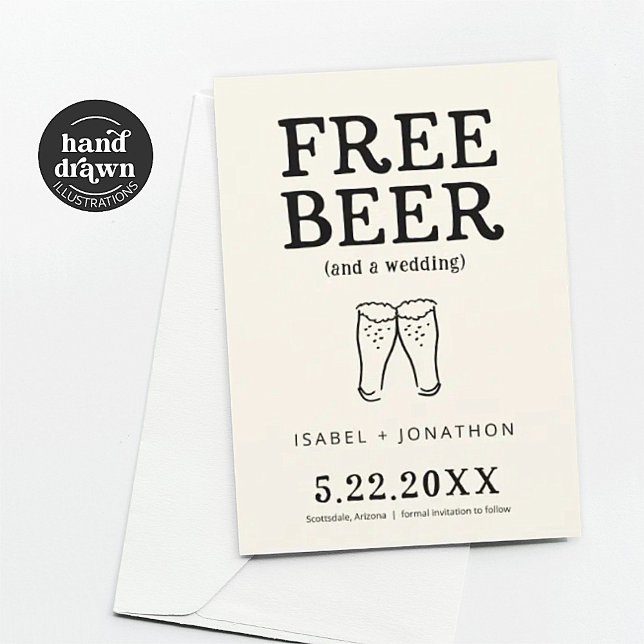 Cartão de Save the Date Engraçado Cerveja Grátis (Criador carregado)