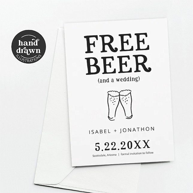 Cartão de Save the Date Engraçado Cerveja Grátis (Criador carregado)