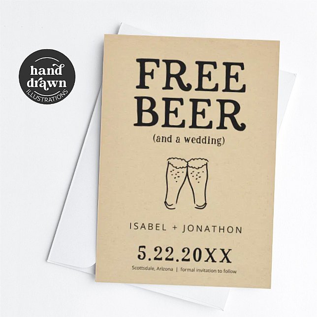 Cartão de Save the Date Engraçado de Cerveja Gráti (Criador carregado)