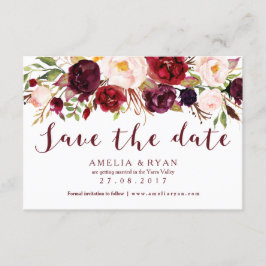 Cartão de Save the Date Floral Borgonha