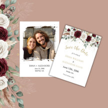 Cartão de Save the Date Floral com Brilho Dourado