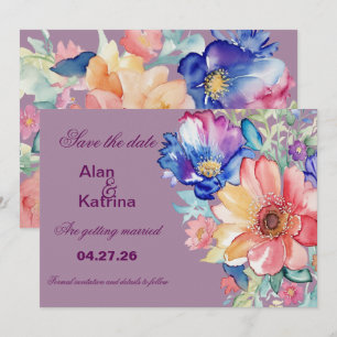 Cartão de Save the Date Floral Magenta Ousado