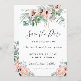 Cartão de Save the Date Floral Rosa Chic Blush