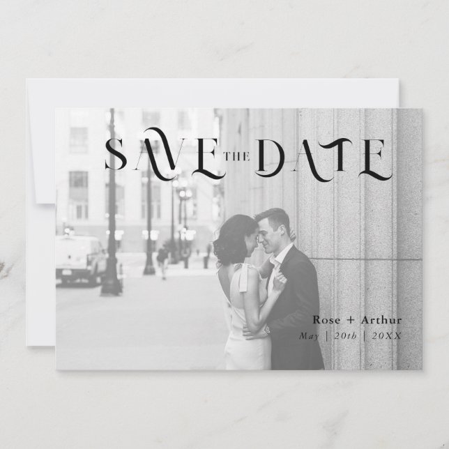 Cartão de Save The Date Minimalista e Chic (Frente)