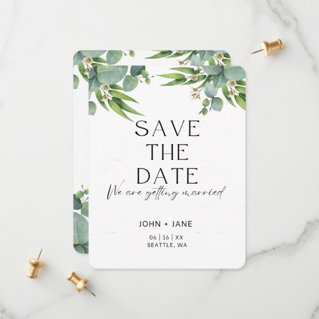 Cartão de Save The Date Moderno e Elegante (Frente/Verso In Situ)
