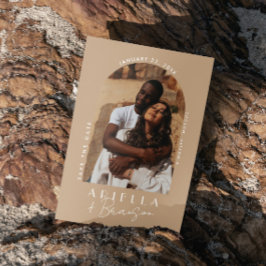 Cartão de Save The Date Neutro e Moderno com Foto 