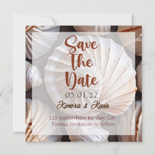 Cartão de Save The Date Personalizado Tema Conchas
