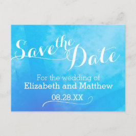 Cartão de save the date pintado com aguada de aqua