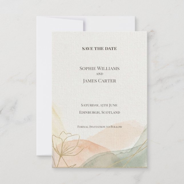 Cartão de Scottish Pastel Mountain Save the Date (Frente)