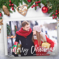 Cartão de Script de Pincel Moderno de Foto Feliz N