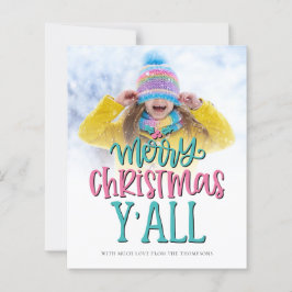 Cartão de Script Fotográfico de Feliz Natal Y'All