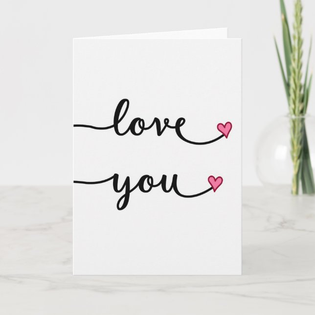 Cartão de Script Love You Hearts (Frente)