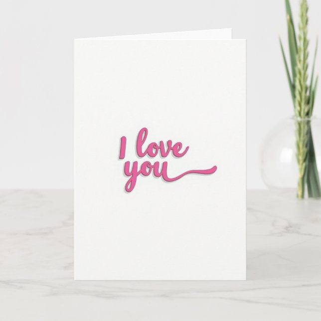 Cartão de Script Pink I Love You (Frente)