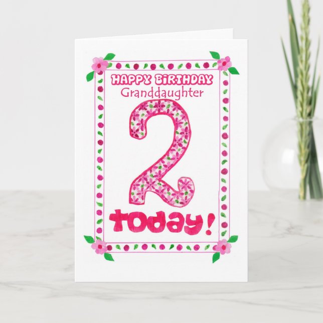 Cartão de segundo aniversário para uma neta (Frente)