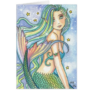 Cartão de Sereia em Aquarela ACEO