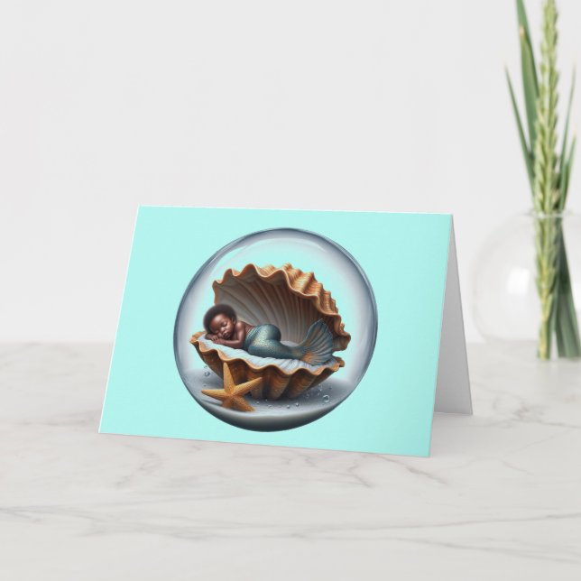 Cartão de Sereia para Bebê Africano (Frente)