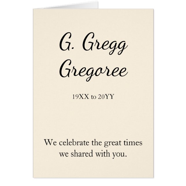 Cartão de Serviço Funeral Simples e Conservador (Frente)