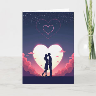 Cartão de Silhueta de Amor Minimalista
