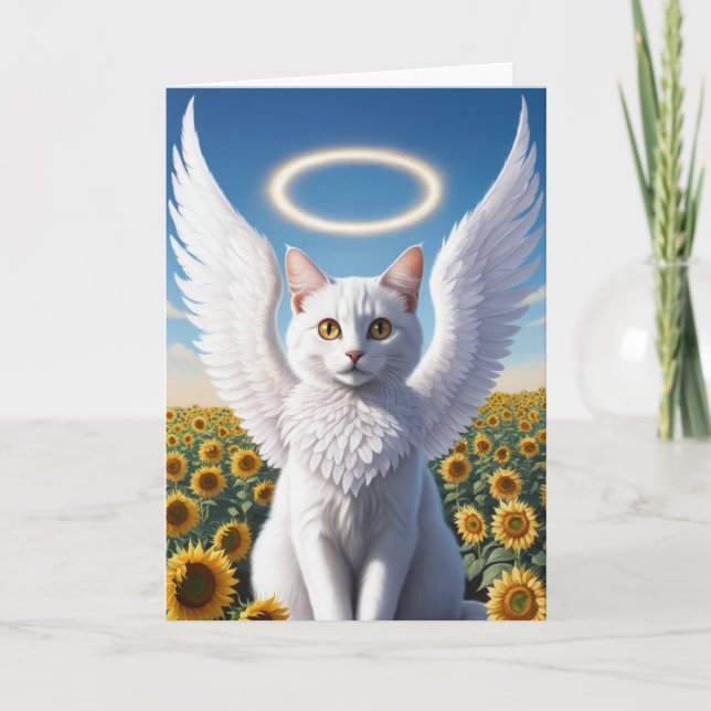 Cartão de simpatia de anjo de gato persa branco (Frente)