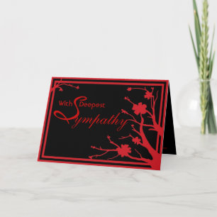 Cartão de simpatia floral simples preto vermelho