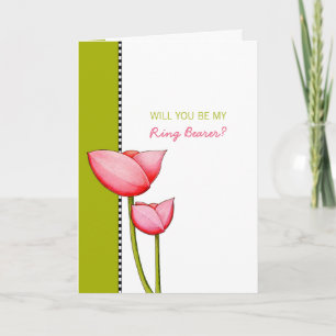 Cartão de Simples Flores Verdes para Portador de A