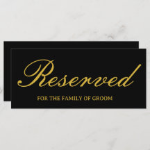 Cartão de Sinal de Casamento Dourado Preto Elegant