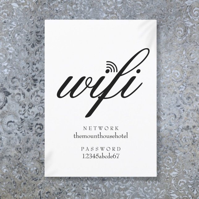 Cartão de Sinal de Rede e Senha Wi-Fi para Convida (Wifi Network and Password Sign Guest Card)