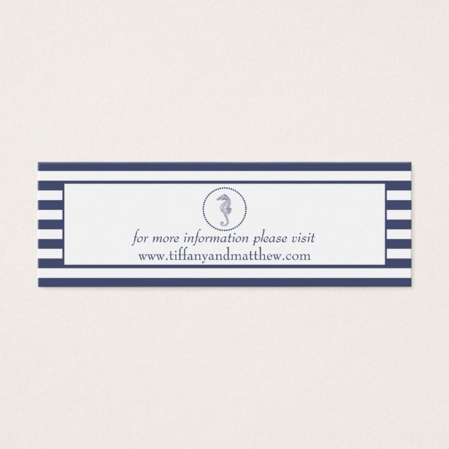 Cartão de Site de Casamento | Cavalo de mar azul n (Frente)