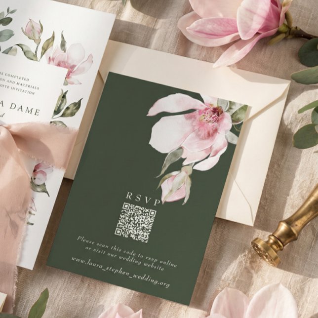 Cartão de Site de Casamento com Código QR RSVP Onl (Criador carregado)