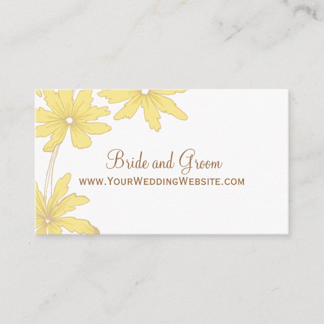 Cartão de Site de Casamento de Daisies Amarelo (Frente)
