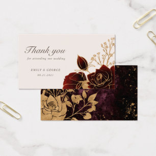 Cartão de site de casamento para rosas de ouro de