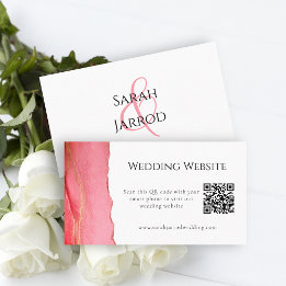 Cartão de Site de Casamento QR Coral Rosa Elegante
