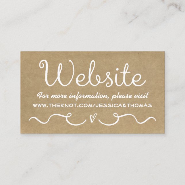 Cartão de Site de Casamento | Rustic Country Kraft (Frente)