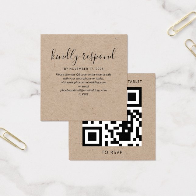 Cartão de Site de RSVP Código QR de Casamento Mode (Escritótio)